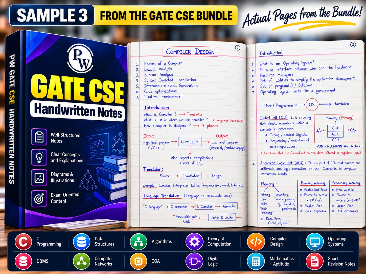 PW GATE CSE handwritten notes sample page